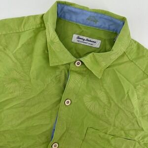 Tommy Bahama The Coconut Point Lime Green Men's Large Floral Button Up SS Shirt